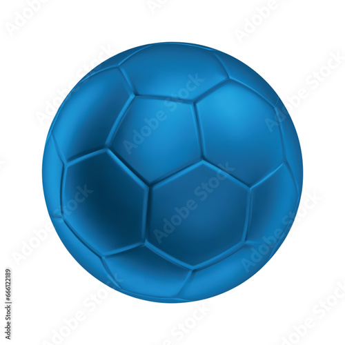 Fototapeta Naklejka Na Ścianę i Meble -  3d soccer ball icon Blue color. 3d vector render Symbol or emblem football . Vector illustration