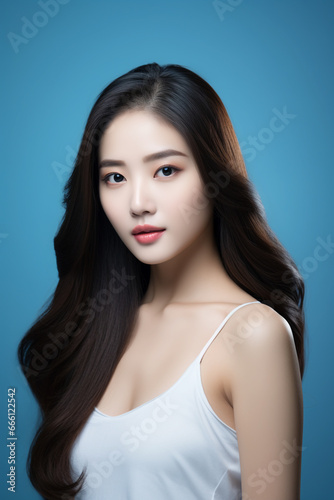 Young beautiful Asian girl wearing a white dress, cute, innocent and attractive looks, generative ai.