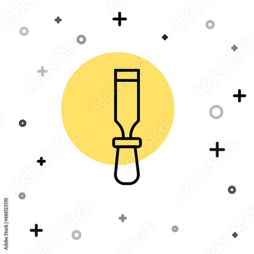 Black line Chisel tool for wood icon isolated on white background. Random dynamic shapes. Vector