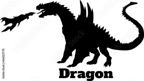 Dragon Silhouette SVG Vector The dragon is flying, the dragon is sitting, the dragon is standing, the dragon is crawling. Fire Dragon