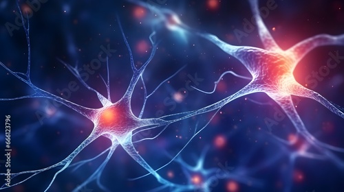 neuron cells with glowing link knots