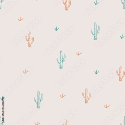 Cactus pattern. Vector seamless background ready for printing on textile and other seamless designs.