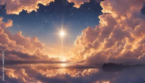 イラスト風景【鏡面の湖】