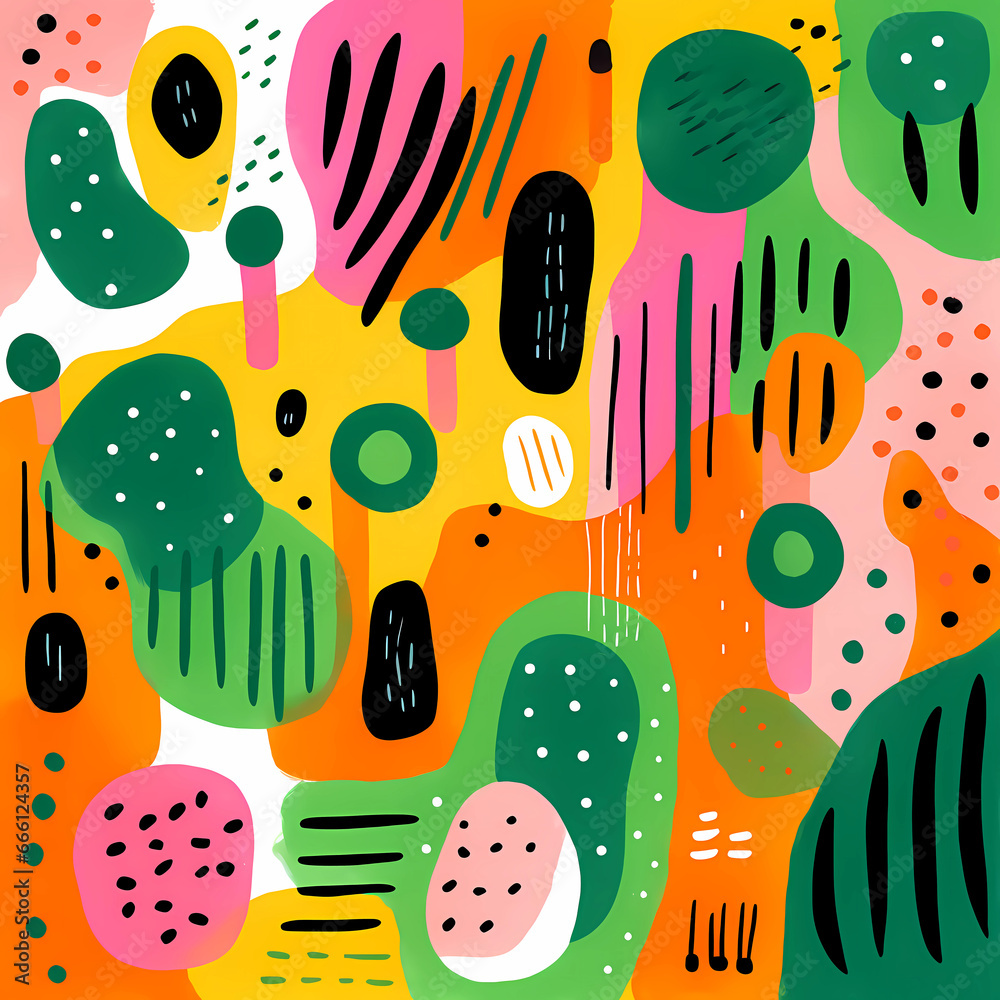 Vibrant Abstract Art with Fluid Shapes and Textures