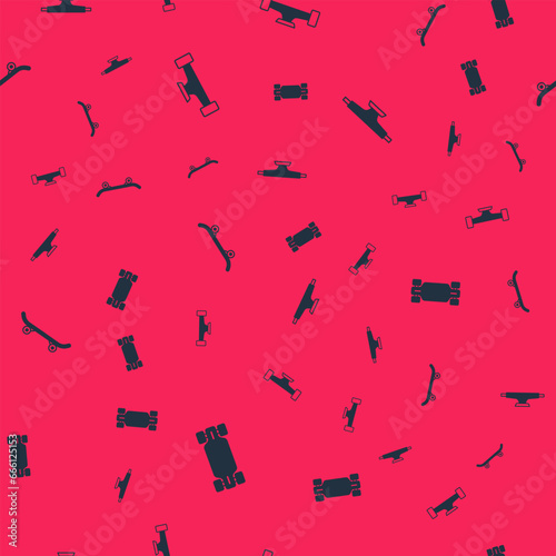 Set Longboard or skateboard, Skateboard wheel, and on seamless pattern. Vector