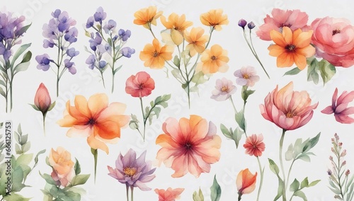 Seamless pattern with watercolor flowers.