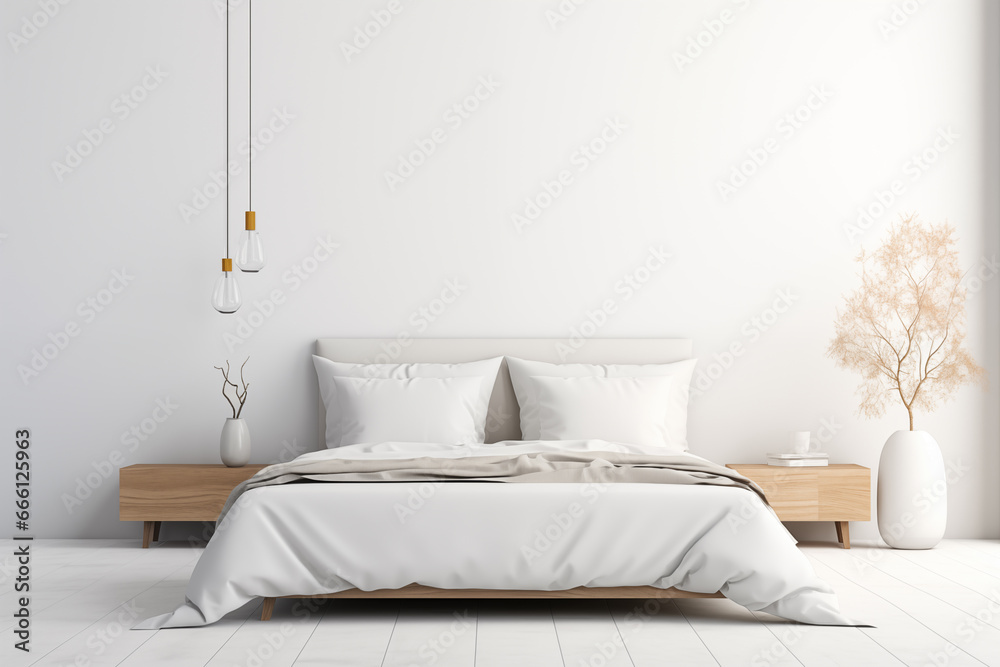 Sleek Bedroom Design with White Bedding and Modern Accents Sleek Bedroom Design with White Bedding and Modern Accents