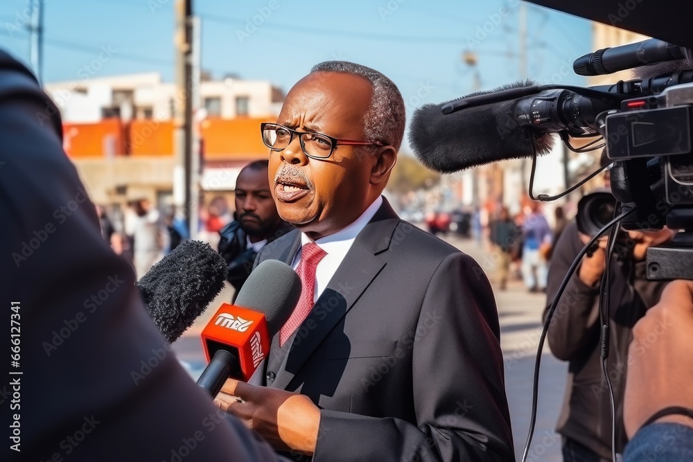 Election political promises. An official gives an interview to the ...