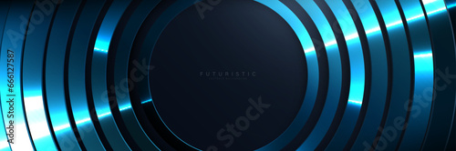 Abstract futuristic blue circle background. Futuristic technology digital hi-tech concept banner. Vector illustration