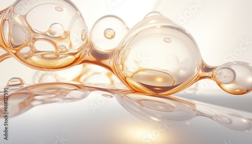 Glossy gold Argan Oil Molecule ,Texture of bubbles 