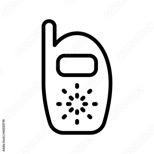 Radio nanny icon. Electronic contour walkie talkie for baby monitoring and screen with cute vector toy design