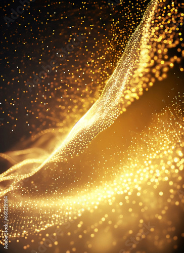 Golden glitter particles and waves, portrait, christmas, luxury, backgroumd photo