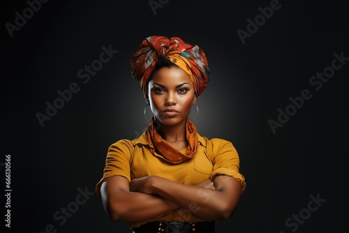 Black Women’s Equality . Strong powerful African woman. Black History Month or Woman's day banner. We Can Do It. Woman s fist symbol of female power