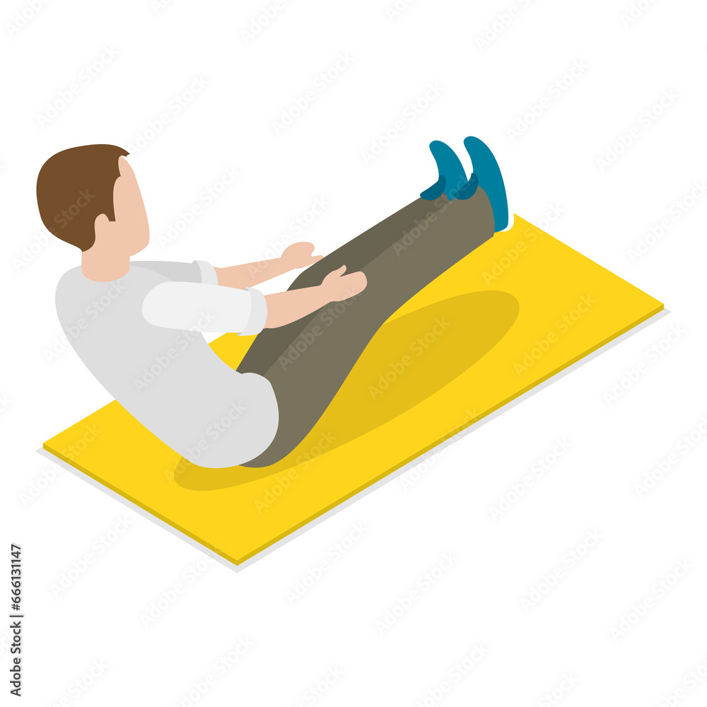 Obraz premium 3D Isometric Flat Set of Fitness Scenes. Item 3