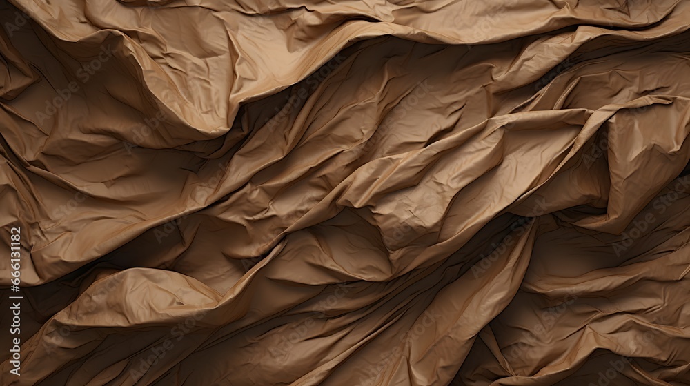 texture tissu marron  froissé, généré par IA - obrazy, fototapety, plakaty 