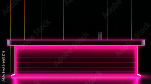 Pink Neon lights bar banner with black background. generative AI.