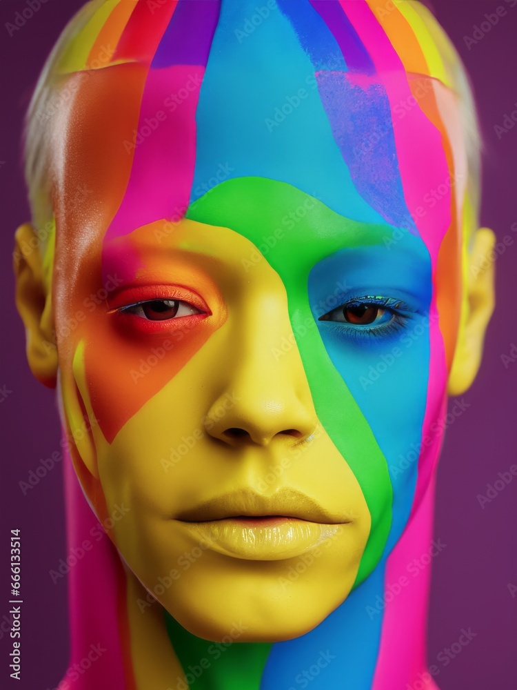 a rainbow coloured face a rainbow coloured face
