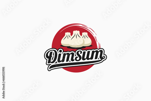 dimsum logo with beautiful lettering. Chinese dumpling food