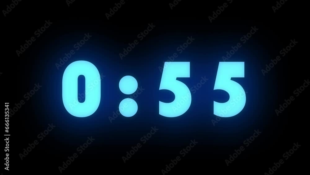 Neon lights timer, laser ray with ten minute counter	