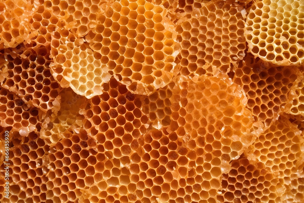 Honeycomb closeup. Generative AI. Honeycomb closeup. Generative AI.