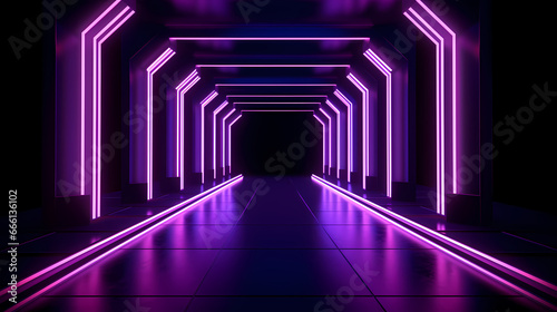 Neon tunnel graphic poster web page PPT background