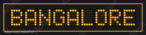 Orange color led banner in word bangalore on black background