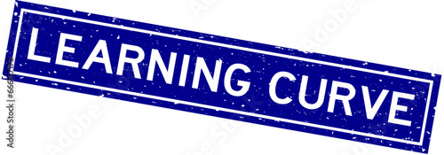 Grunge blue learning curve word square rubber seal stamp on white background