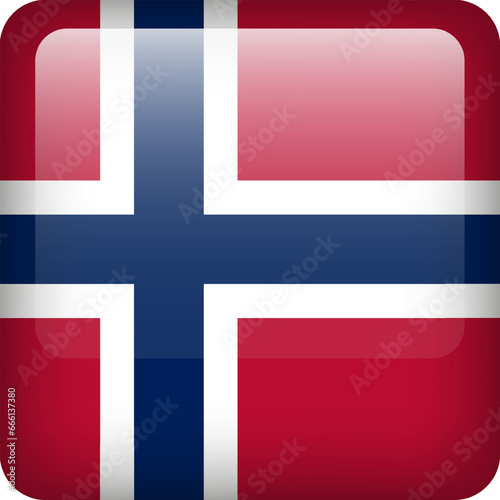 Norway flag button. Square emblem of Norway. Vector Norway flag, symbol. Colors and proportion correctly.