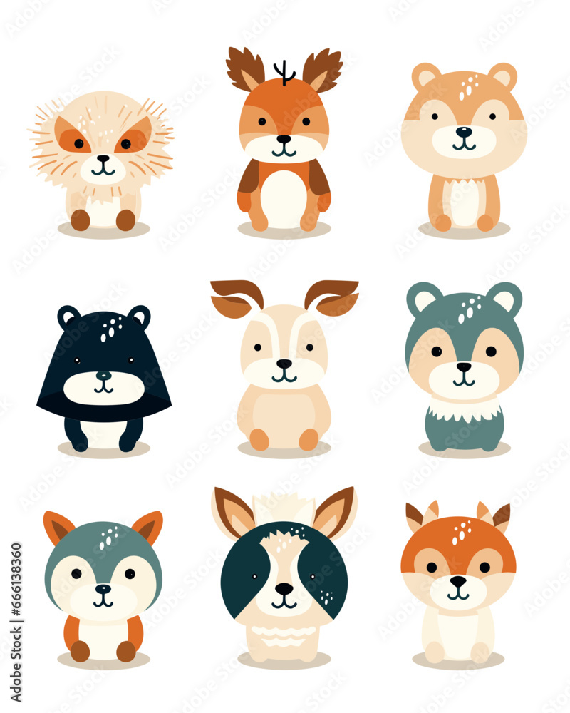 A set of strange, funny, super cute animals, aliens, characters A set of strange, funny, super cute animals, aliens, characters
