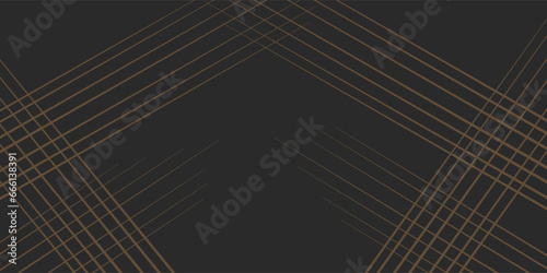 Premium background design with horizontal diagonal dynamic gold line pattern on black backdrop. Vector template for business banner, formal invitation, luxury voucher, prestigious gift certificate