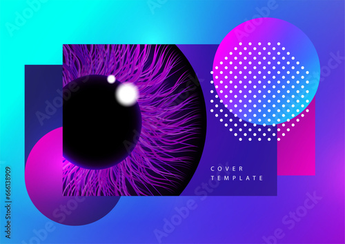 Creative background, pupil of the eye. Technologies. Vector