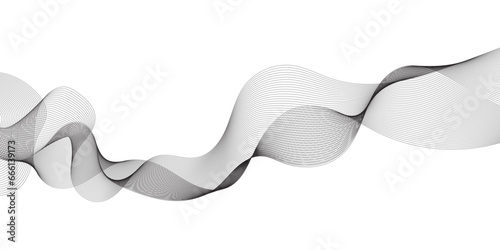 Abstract wavy technology curve lines on transparent background isolated. Grey wave swirl, frequency sound wave, twisted curve lines with blend effect. Abstract business wave lines. vector illustration