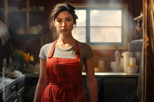 Focused Cleaning Woman Transforming a Kitchen