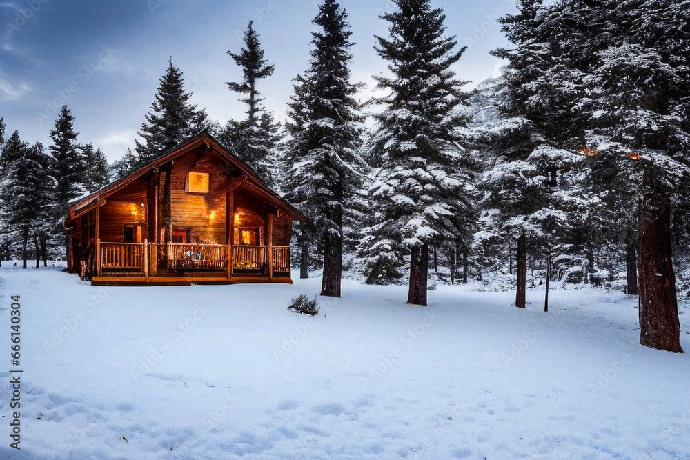 house in the snowy woods house in the snowy woods