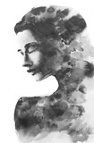 A black and white female with closed eyes paintography portrait