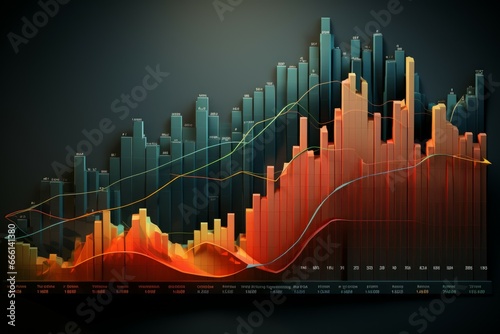 Digital Financial stock chart. Graph profit. Generate Ai