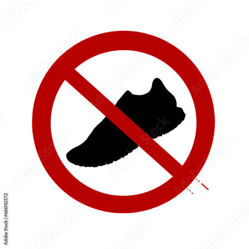 Signs of prohibition of stop sandals and shoes or footwear