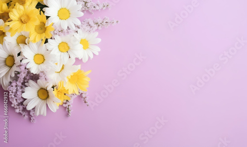 Floral composition with daisies and tiny white flowers. © smth.design