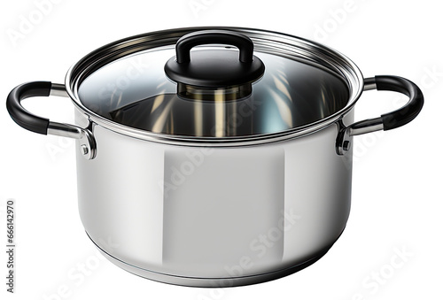 stainless steel saucepan isolated on transparent background