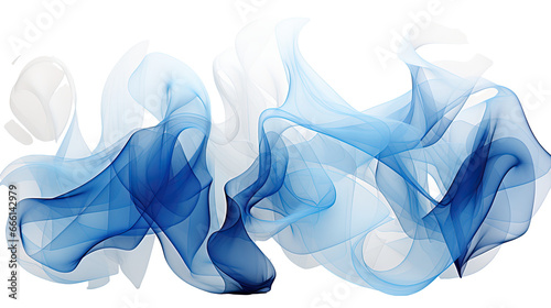 Abstract artistic wavy blue smoke on white isolated on transparent Background .Digital art.