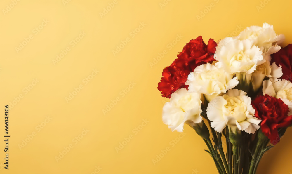 Elegant arrangement of fresh carnations, contrasting beautifully.