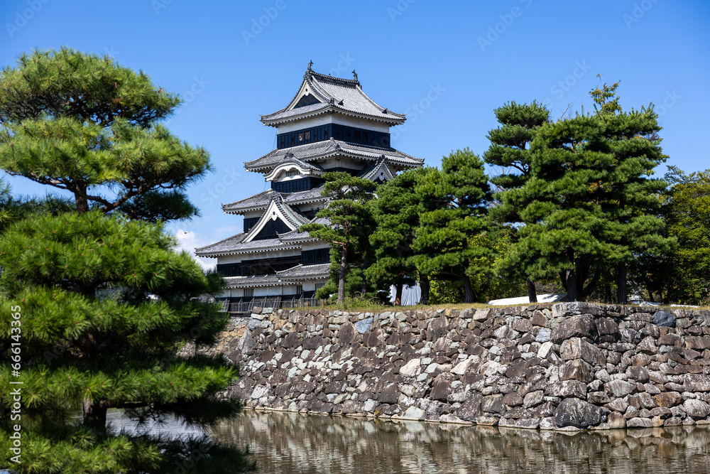 Matsumoto, Japan - town in Nagano prefeture of the region Chubu. Matsumoto Jo castle, designated as National Treasure of Japan 10 12 2023 Matsumoto, Japan - town in Nagano prefeture of the region Chubu. Matsumoto Jo castle, designated as National Treasure of Japan 10 12 2023