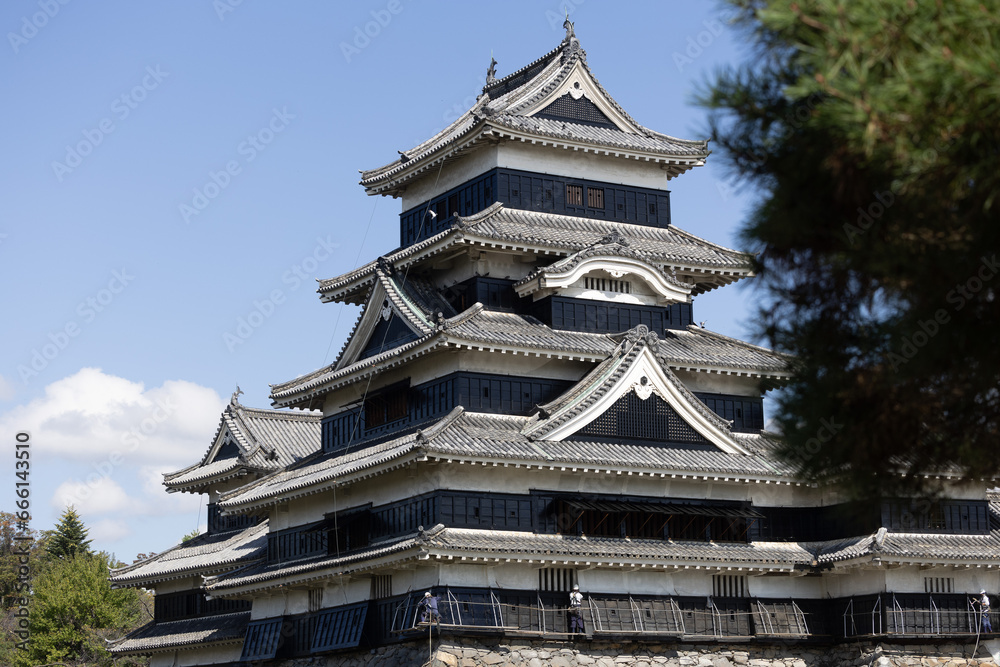 Matsumoto, Japan - town in Nagano prefeture of the region Chubu. Matsumoto Jo castle, designated as National Treasure of Japan 10 12 2023 Matsumoto, Japan - town in Nagano prefeture of the region Chubu. Matsumoto Jo castle, designated as National Treasure of Japan 10 12 2023