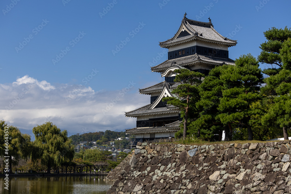 Matsumoto, Japan - town in Nagano prefeture of the region Chubu. Matsumoto Jo castle, designated as National Treasure of Japan 10 12 2023 Matsumoto, Japan - town in Nagano prefeture of the region Chubu. Matsumoto Jo castle, designated as National Treasure of Japan 10 12 2023