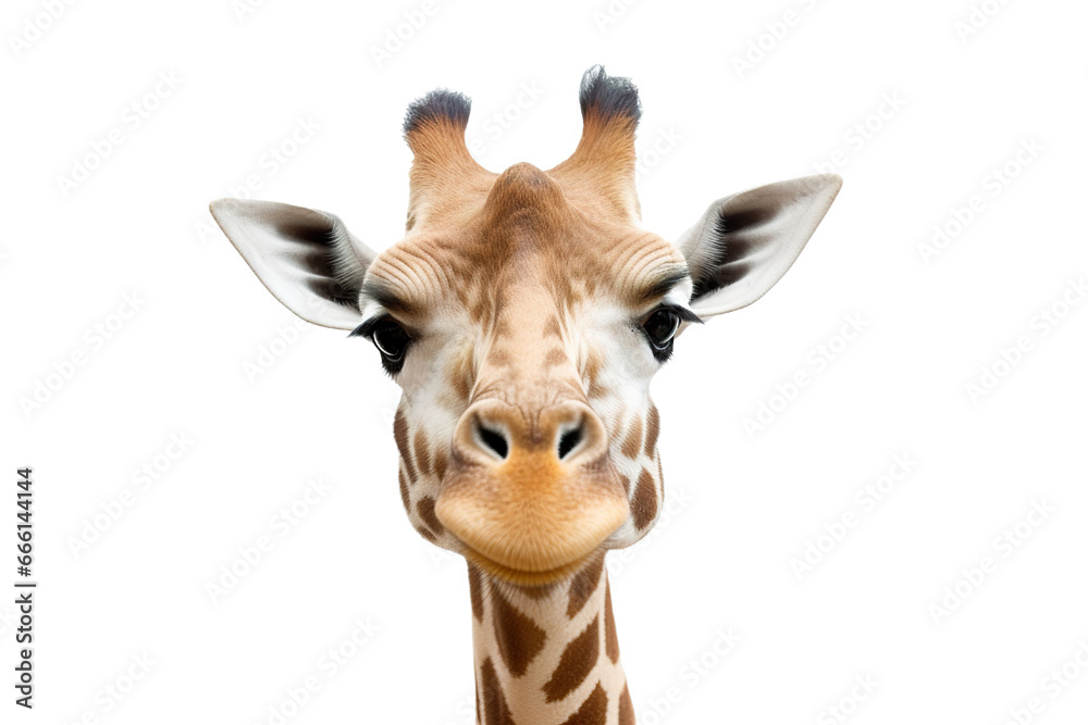 Obraz premium Close-up portrait of Giraffe white background 