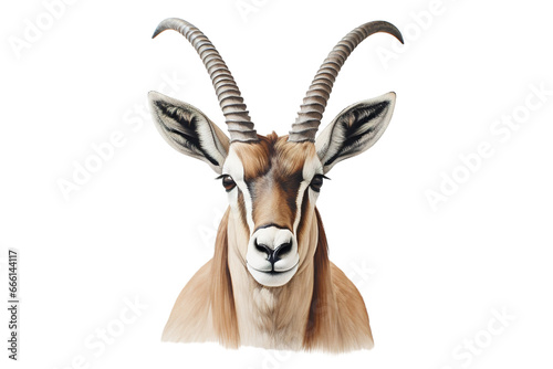 Close-up portrait of Antelope white background isolated PNG © JetHuynh