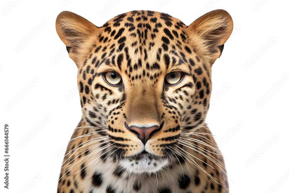 Close-up portrait of leopard white background Close-up portrait of leopard white background