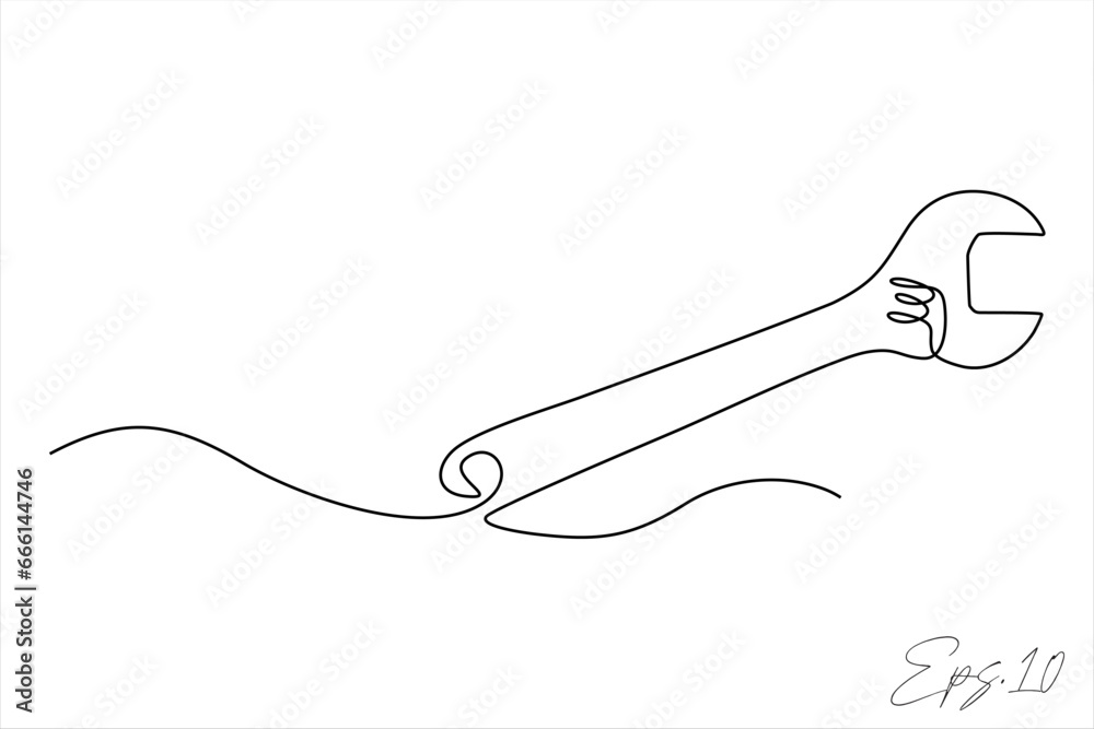 wrench continuous line art drawing wrench continuous line art drawing