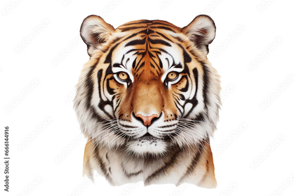 Close-up portrait of Tiger white background