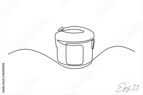 continuous line art drawing of rice cooker